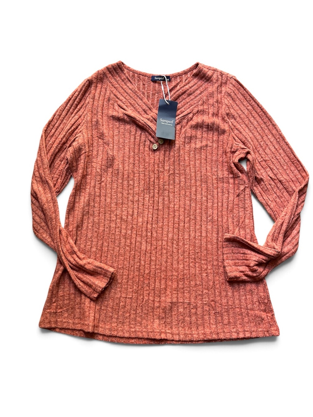 Sampeel women’s size medium Ribbed Long-Sleeve Top in Rust